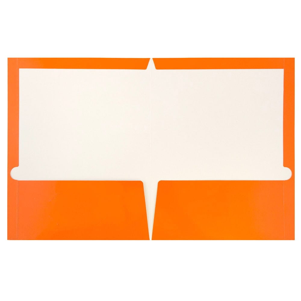 JAM Paper Laminated Two Pocket Glossy Folders, Orange, 3/Pack