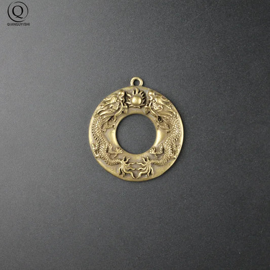 Vintage Brass Double Dragon Pendant