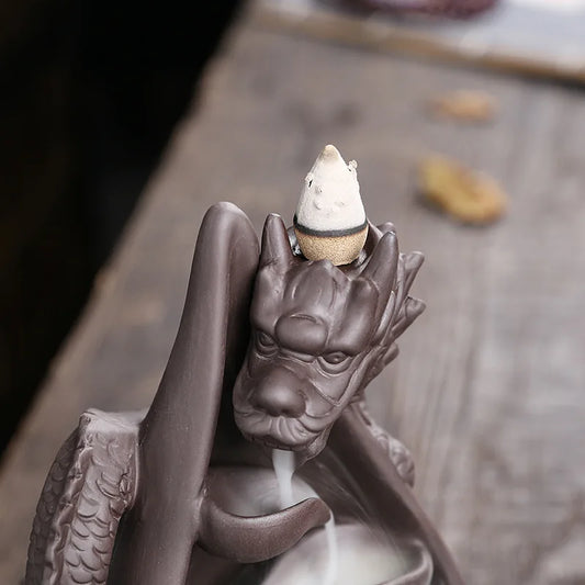 1pc Relief Dragon Incense Burner – Waterfall Backflow Aromatherapy Holder & Zen Home Decor