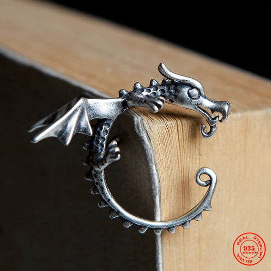 Vikings Style 925 Sterling Silver Dragon Ear Bone Clip Cuffs – Vintage No-Piercing Earrings for Women & Men