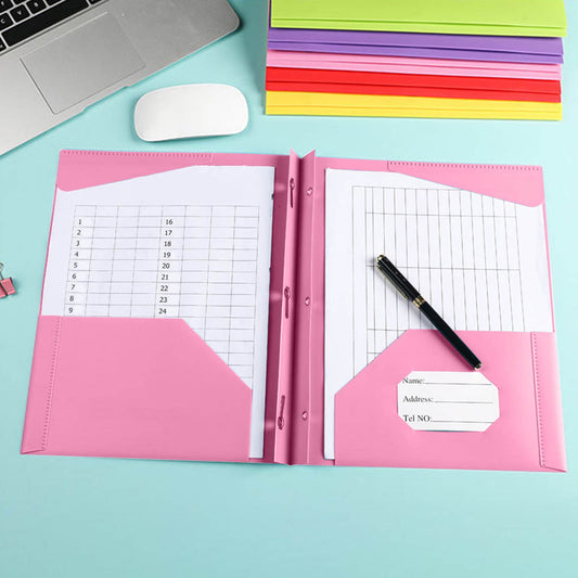 HHBEAUTY Plastic Folders with Pockets and Prongs, Pocket Folders, Folders with Prongs, File Folders with Fasteners, Pocket Folder, Folder with Pockets, Two Pocket Folder （Pink）
