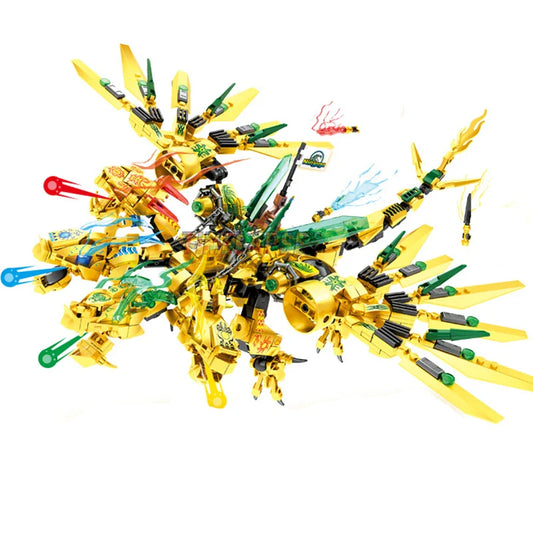 NEW 4-in-1 Golden Dark Bat Pterodactyl Dragon – Season 15 Building Blocks Set for Kids
