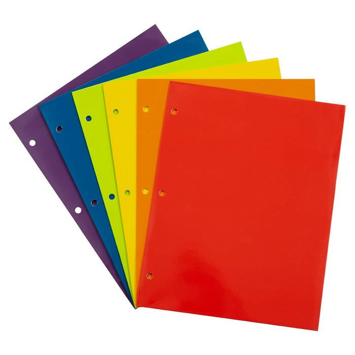 JAM Paper Glossy 3 Hole Punch Folders, Multicolor, 6 per Pack