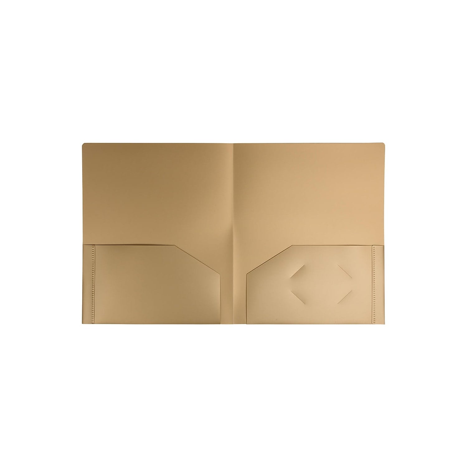 JAM Paper Heavy Duty Plastic 2 Pocket School Folders, Gold, 6 per Pack