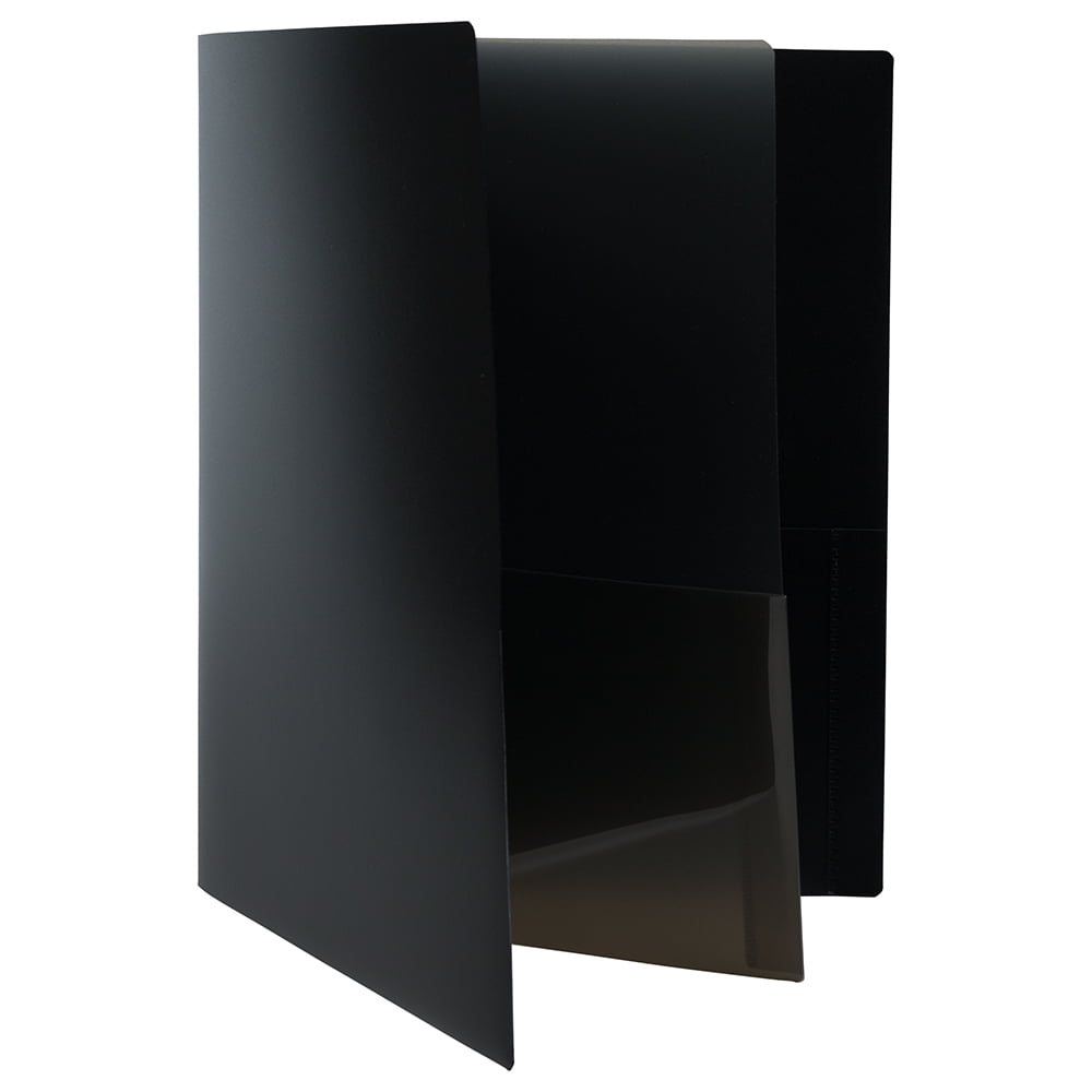 JAM Paper Heavy Duty Plastic Multi Pocket Folders, 4 Pocket Organizer, 9.5 x 11.625, Black, 2/Pack