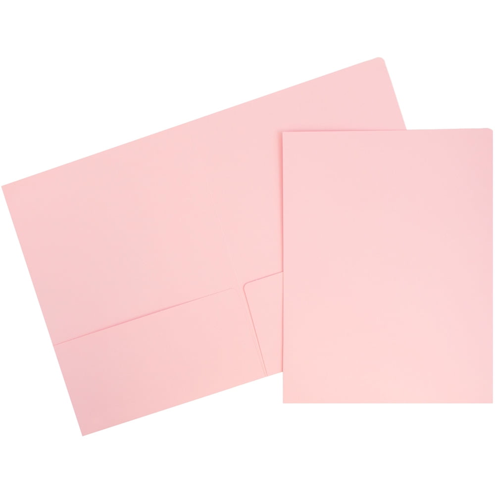 JAM Paper Matte Two Pocket Folders, Baby Pink, 50/Pack