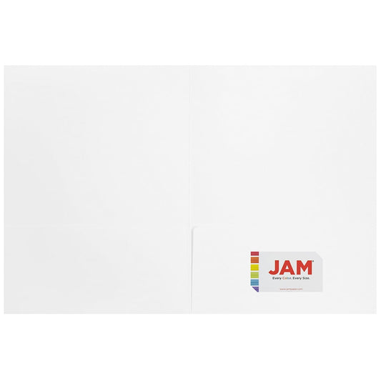 JAM Paper Matte Two Pocket Folders, White, 6 per Pack