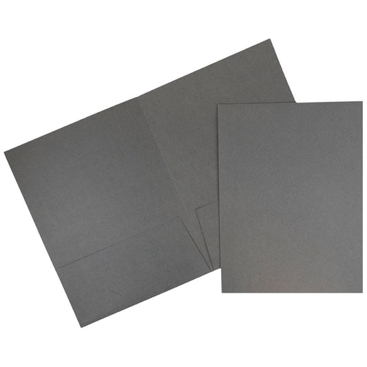 JAM Paper Two Pocket Textured Linen Business Folders, Gray, Bulk 100/Box