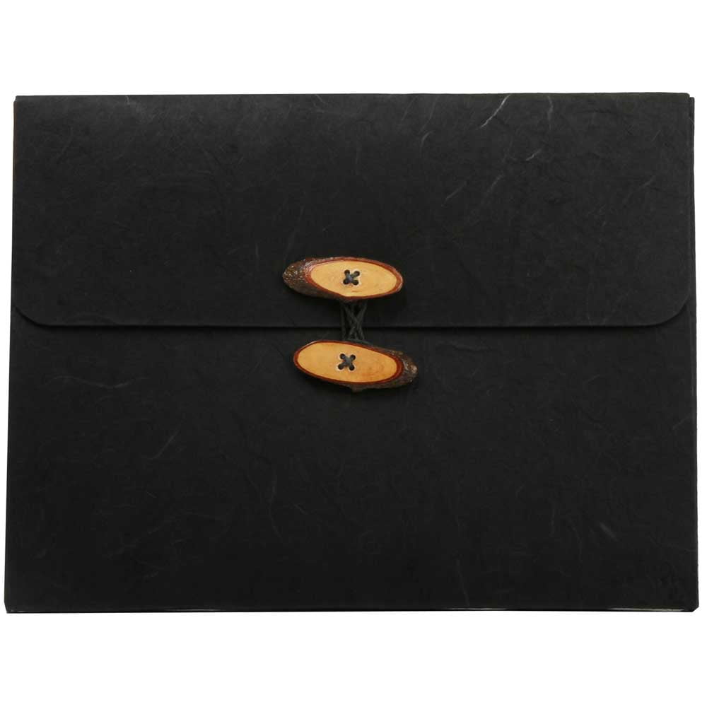 JAM Rainforest Portfolio, 9x11.75x.625, Black, 1/Pack, Button String