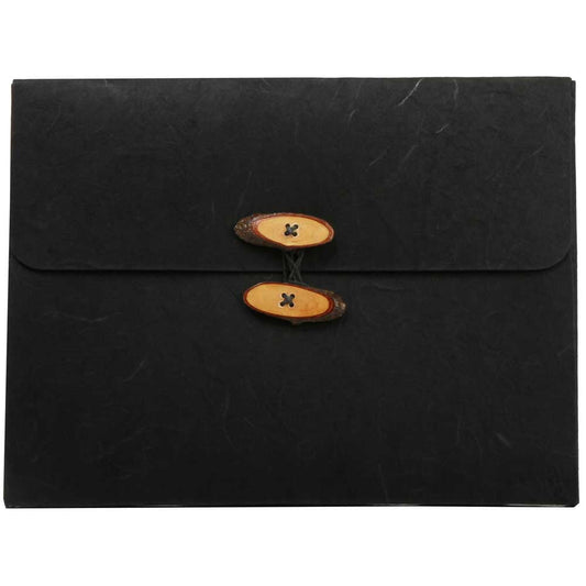 JAM Rainforest Portfolio, 9x11.75x.625, Black, 1/Pack, Button String