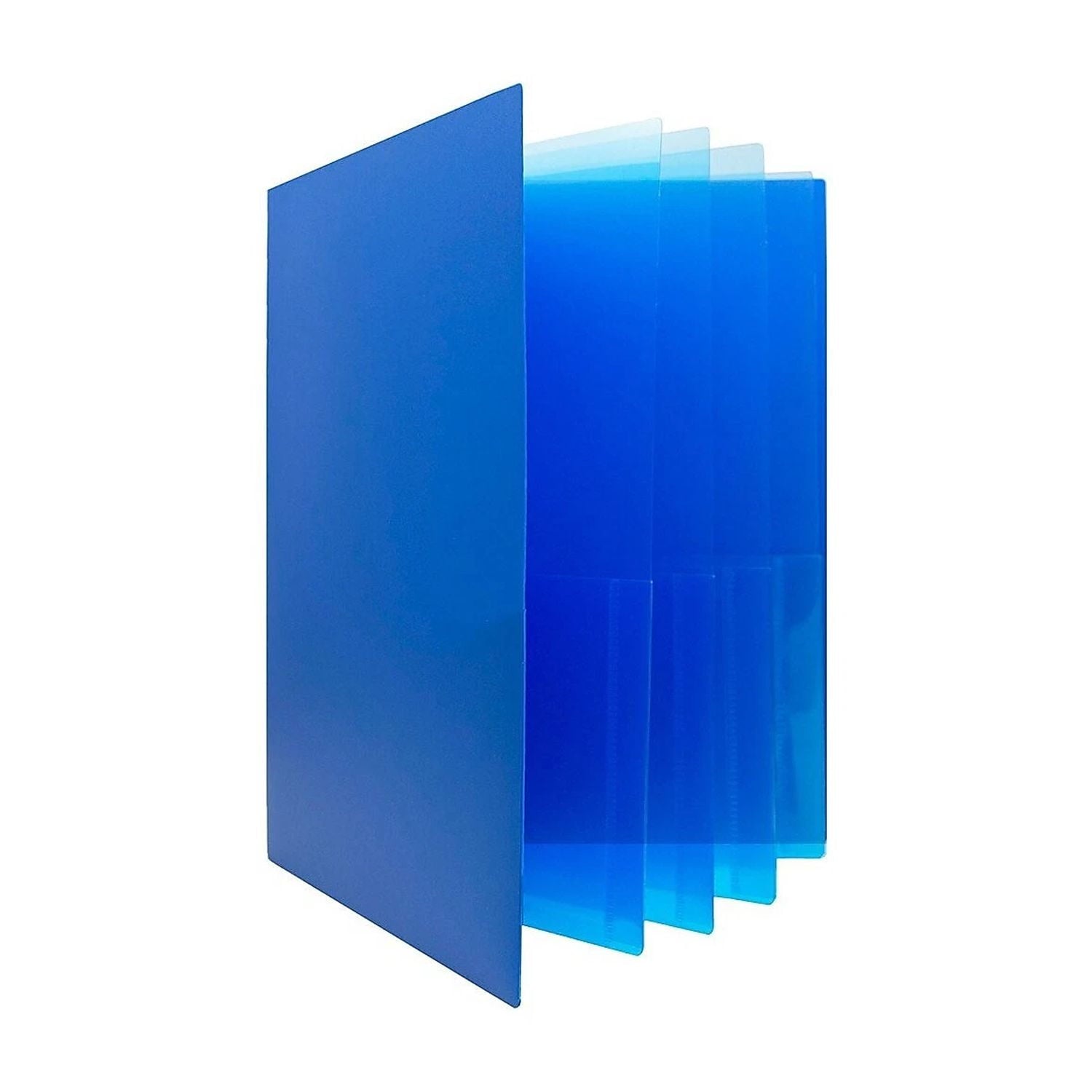 Jam Paper Heavy Duty Plastic Multi-Pocket Folder 10 Pocket Organizer Blue