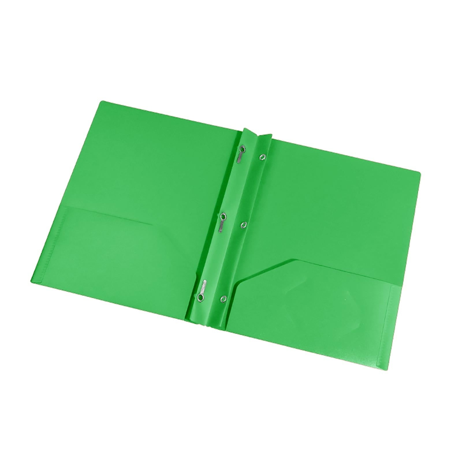 LKXGBMY 3-Prong 2-Pocket Poly Folder, 1Pack Plastic Folders with Pockets and Prong Holds Letter Size Paper, Plastic Pockets Folder for Office and Home, Green