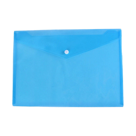 LKXGBMY Plastic Stud Closing Document Wallets Files Folders, Plastic Envelopes Folders with Closure A5 Letter Size Waterproof Reusable for Office Home Documents Organization, Blue