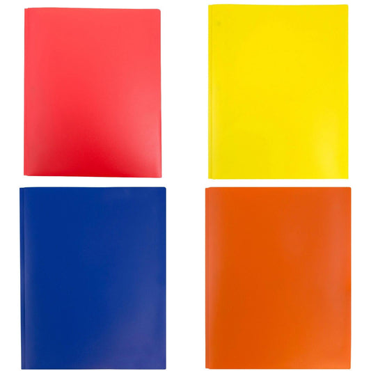 LQXZWJY Plastic 2 Pocket Folders with 3 Prongs, (4 Pack, Assorted Colors), 3-Clasp Folders with Fasteners, Tear-Resistant, Long Lasting Acid-Free Poly