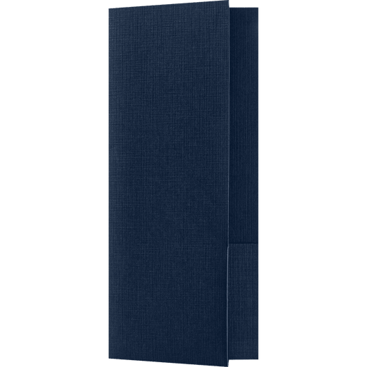 LUXPaper 4 x 9 Mini Two Pocket Folders, Dark Blue Linen, 25/Pack