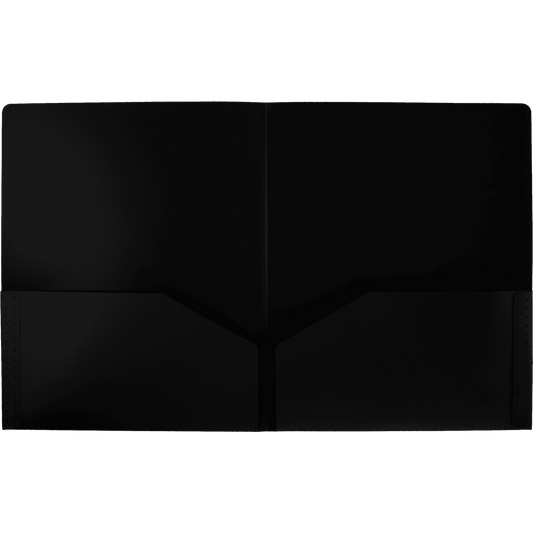 LUXPaper Poly Heavy Duty Two Pocket Folders, 9 1/2 x 11 3/4, Black, 50 Pack