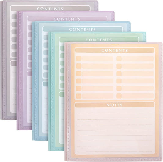Mr. Pen- Plastic Folders with Clear Front Pocket, 5 pcs, Pastel Colors, Pocket Folders