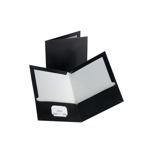 MyOfficeInnovations 2-Pocket Laminated Folders Black 10/Pack 905473