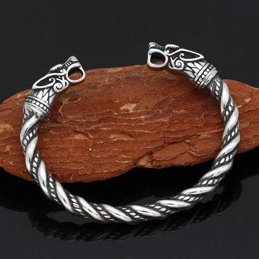 Goth Hip Hop Dragon Head Open Men’s Viking Bangle Wristband Cuff Bracelets