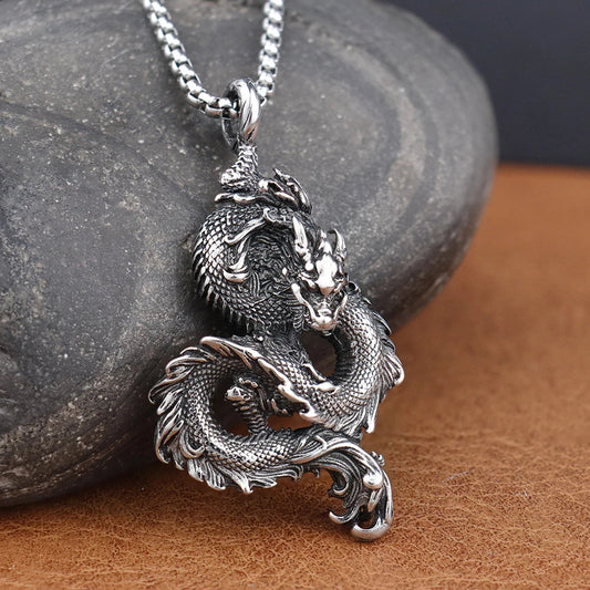 Stainless Steel Domineering Chinese Dragon Pendant