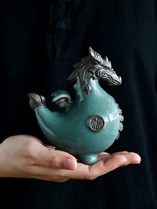 Creative Dragon Decoration Ceramic Lucky Mascot – Living Room, Wine Cabinet & Office Desktop Zodiac Dragon Ornament