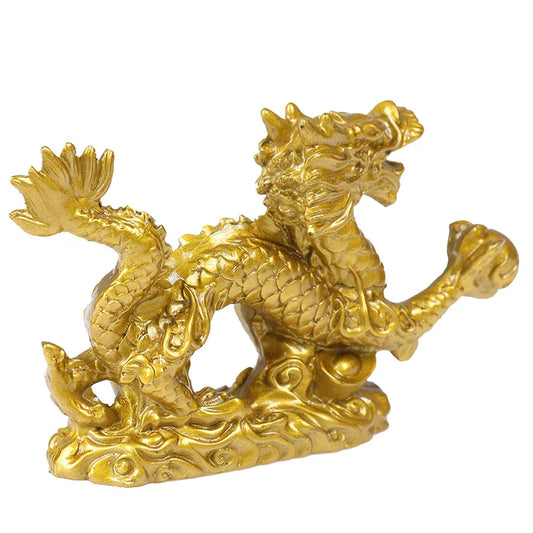 1Pc Good Lucky Golden Dragon Chinese Zodiac Statue – Gold Dragon Desktop Figurine
