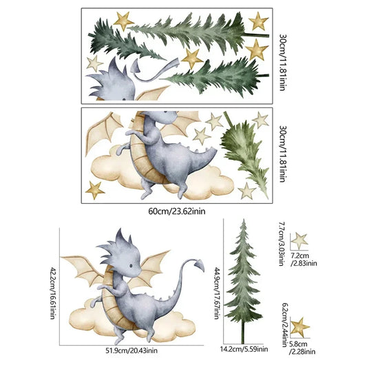 Cute Flying Dragon Forest Wall Stickers