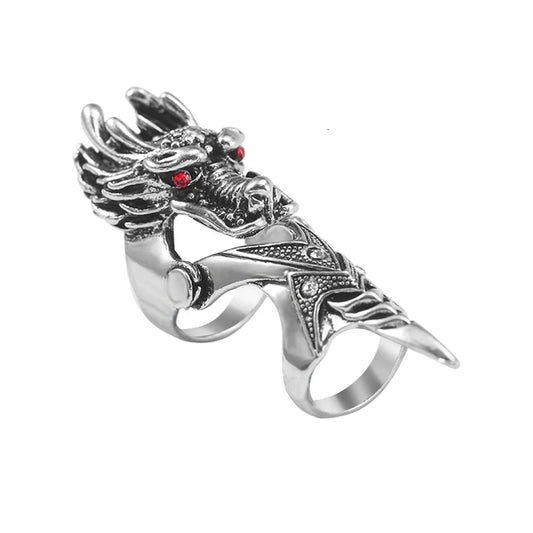 Exaggerated Vintage Dragon Knuckle Ring