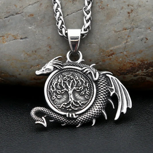 Viking Tree of Life with Dragon Pendant