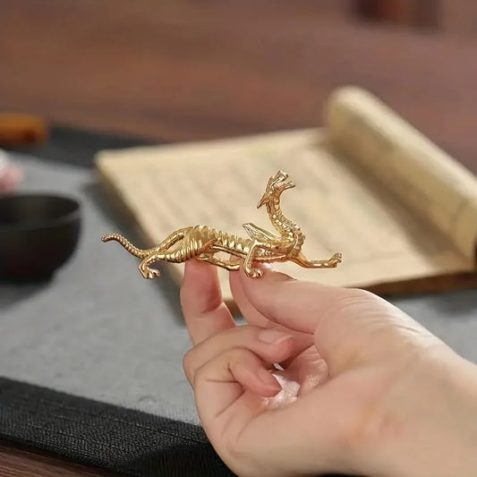 Metal Gold Dragon Incense Stick Burner – Mini Sandalwood Censer for Home & Office Decor (Incense Not Included)