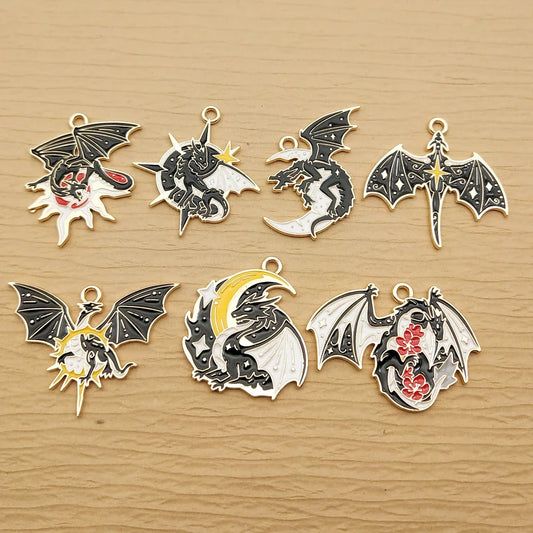 10pcs Enamel Dragon Charms