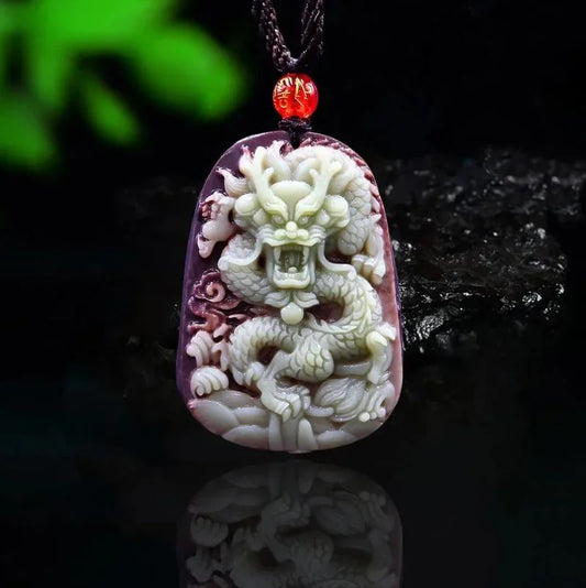 Purple Robe Jade Dragon Pendant Necklace