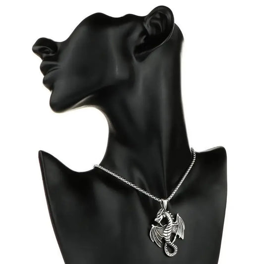 New Simple Fashion Niche Trend Evil Dragon Pendant Necklace – Personalized Punk Retro Men’s Flame Dragon Decoration