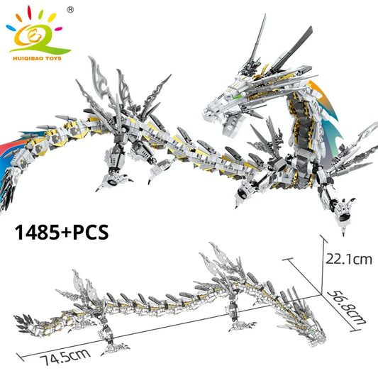 HUIQIBAO 1485PCS White Dragon Building Blocks – Movie Series Educational Construction Toy for Kids & Friends