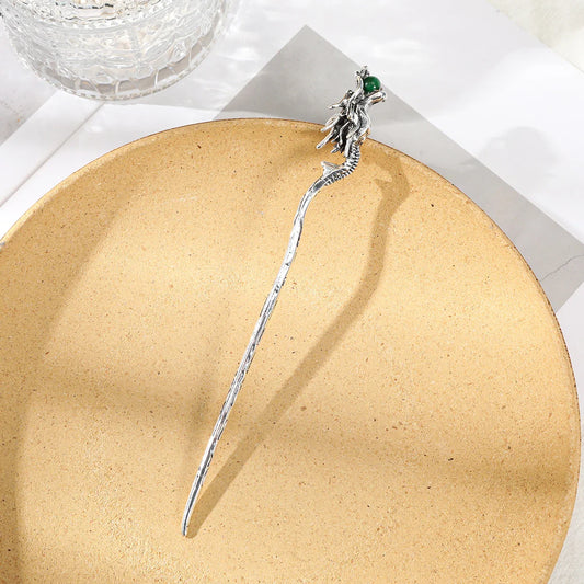 Silver Flying Dragon Quartz Pocket Watch