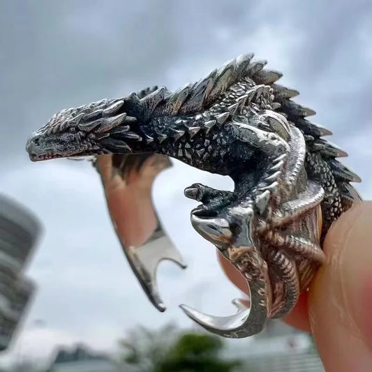 Dragon Wings Adjustable Ring – Gothic Punk Style Vintage Jewelry for Fantasy Lovers