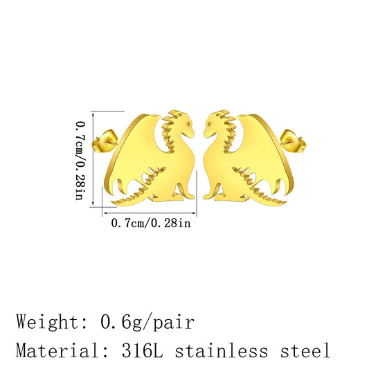 Kinitial Stainless Steel Dragon Earrings
