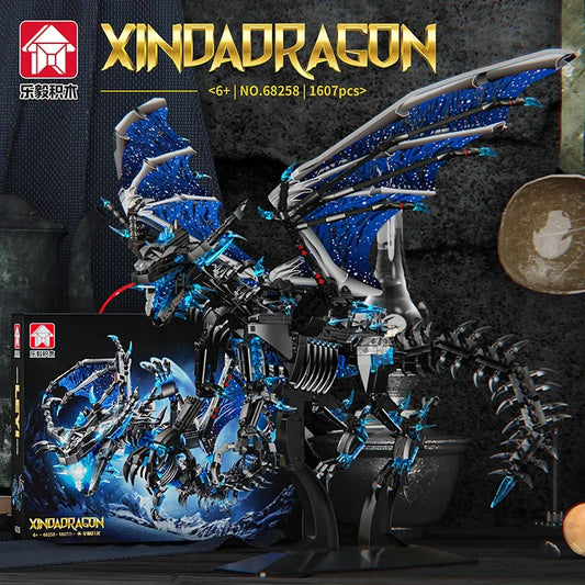 Puzzle Building Blocks Ice Dragon Model – Small Particle Toy Compatible with LEGO