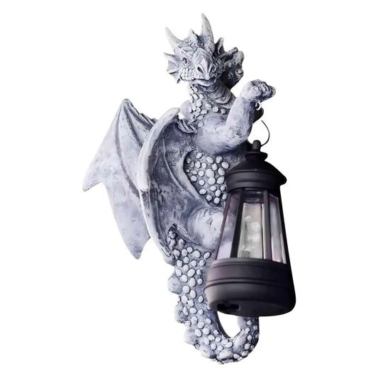 Dragon Tree Hugger with Solar Lantern – Weather-Resistant Outdoor Resin Garden Figurine