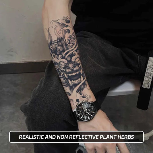 Demon Mask Waterproof Temporary Tattoo Sticker – Realistic Semi-Permanent Body Art (Lasts 1–2 Weeks)