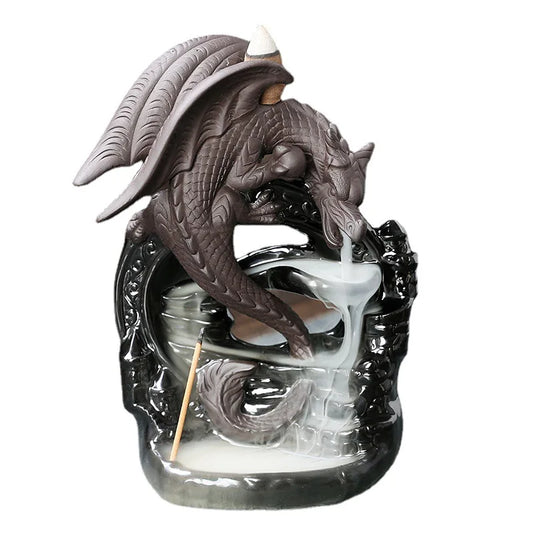 Creative Dragon Waterfall Backflow Incense Burner – Pterosaur Ceramic Censer for Home Decor