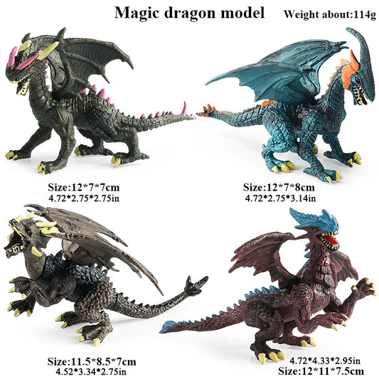 Oenux 4PCS/Set Flying Magic Dragon Figures – Rotatable Monster Dinosaur Animal Toys for Kids & Collectors