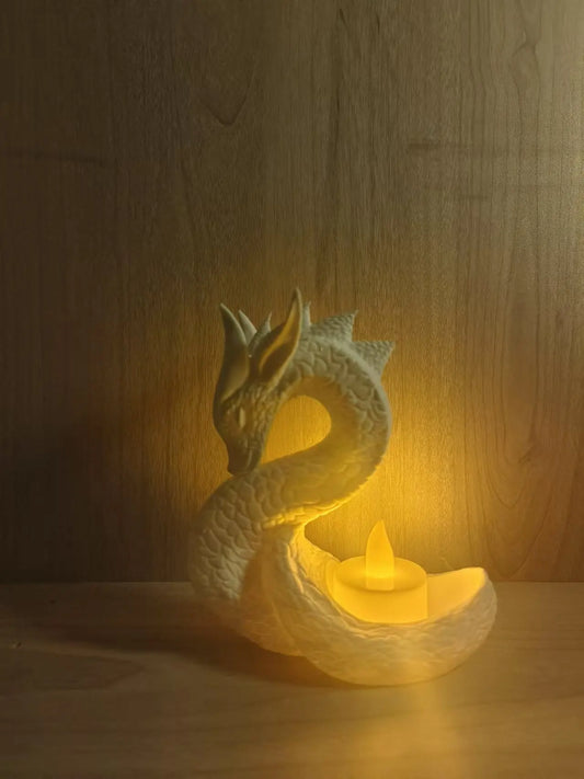 Dragon Night Light – LED Tea Light Decor Lamp & Candle Holder for Home Ambience