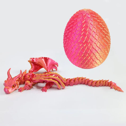 3D Printed Flexible Wings Dragon Statue – Mixed Color Plastic Desk Decor & Birthday Gift for Teens and Adults 14+