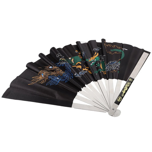 Dragon and Phoenix Peony Fan
