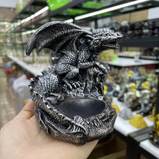 Giant Dragon Guardian on Crystal Ball Figurine – Retro Display Ornament for Office, Desk & Cabinet Decor