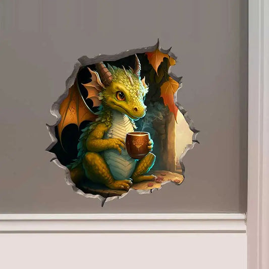 M454 Dragon Parent and Child Reading in Wall Hole