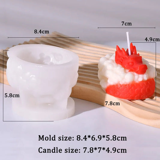 3D Animal Dragon Candle Silicone Mold – DIY Handmade Chinese Dragon Aroma Candle & Resin Mold
