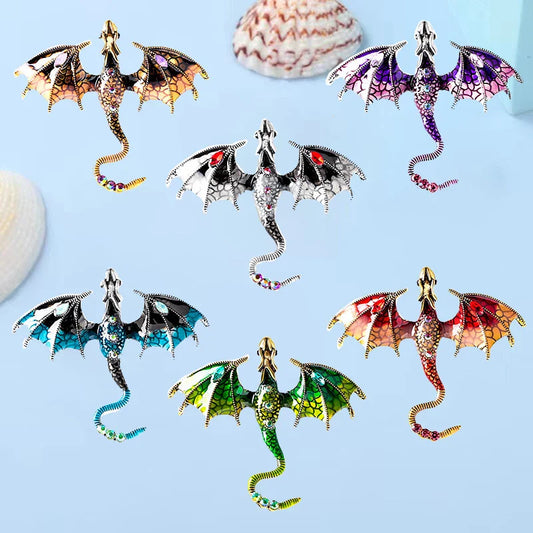 Stylish Cartoon Dragon Enamel Pin with Sparkling Crystal – Wholesale Set Creative Jewelry Lapel Badge Brooch for Gifts
