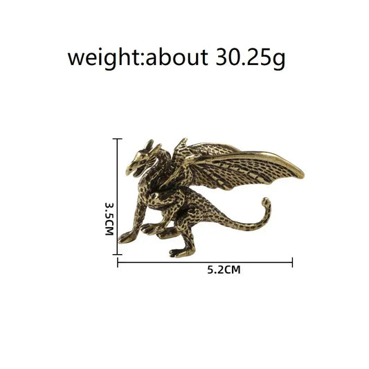 Retro Solid Brass Pterosaur Dragon Figurine – Chinese Mythical Beast Statue, Feng Shui Decoration & Desktop Ornament